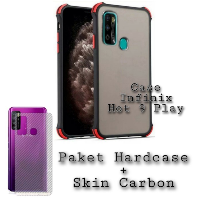 Case INFINIX HOT 9 PLAY Paket Garskin Infinix Hot 9 Play Skin Carbon Protector Handphone