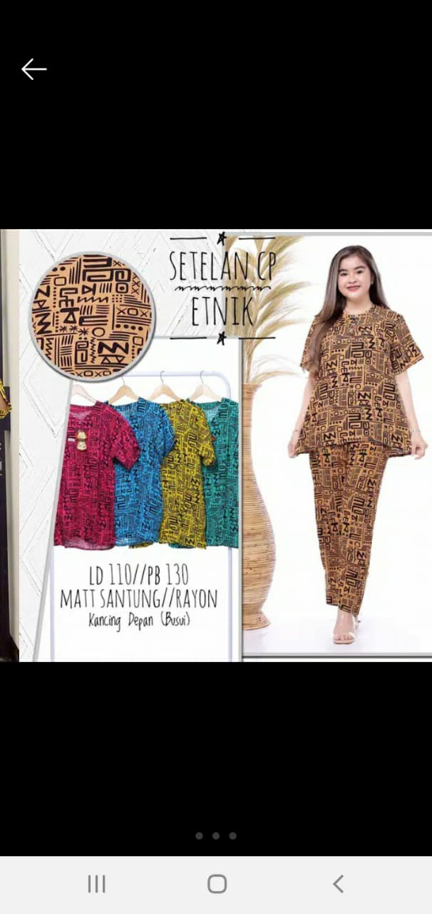 Setelan Celana Panjang Kongo Baju Tidur Batik Wanita Murah Kekinian