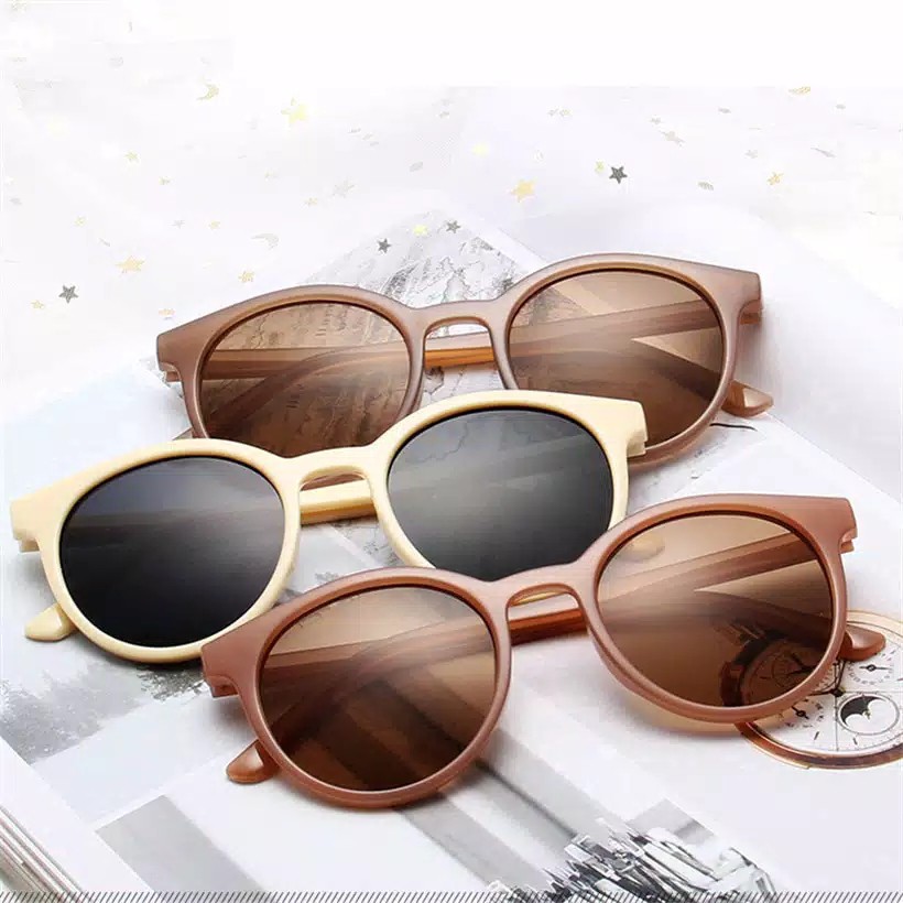 [COD]Korean INS Hot Fashion Bulat Mata Kucing Kacamata Hitam Wanita/Pria Sunglasses