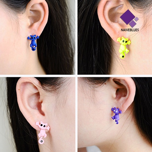 Anting Stud Desain Kartun Hewan Kucing 3D