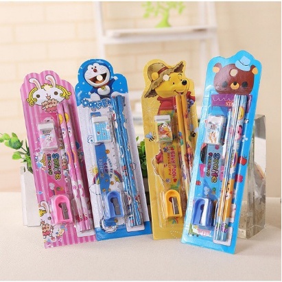 Alat Tulis Set Mini Stationary Set Sekolah 5 in 1 Pensil Set Karakter