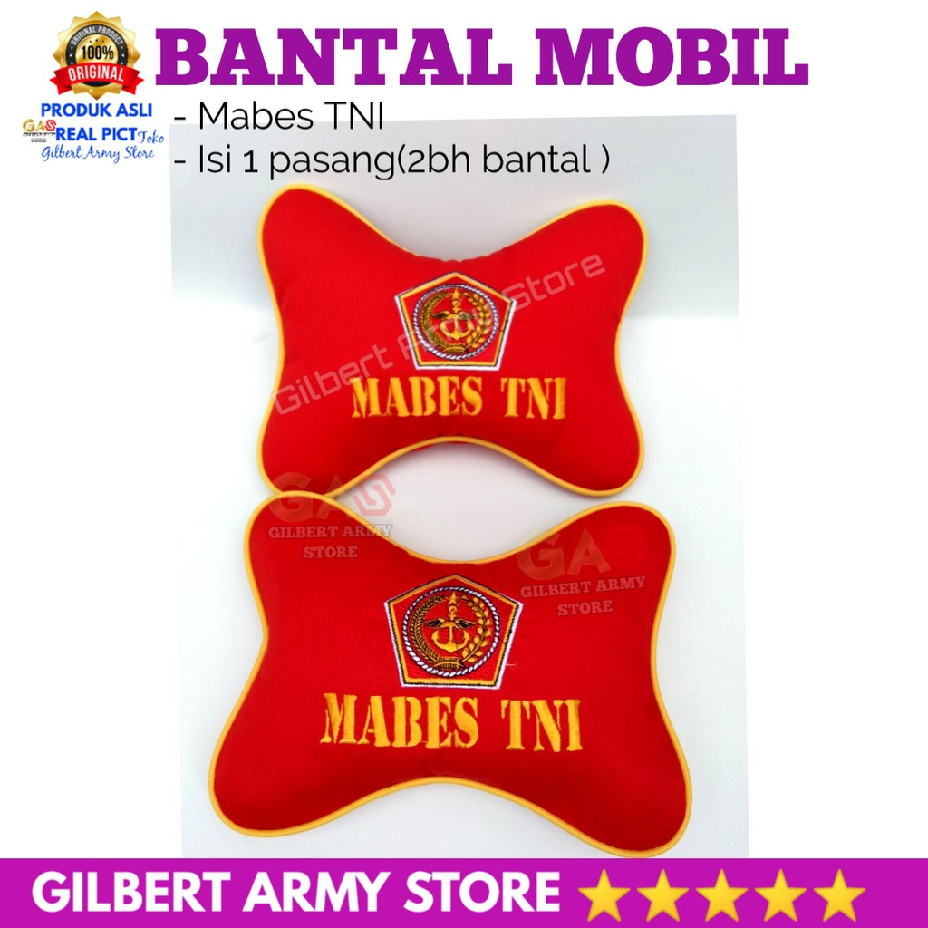 Bantal Mobil Mabes Tni Merah Gilbert army Store Sandaran Leher