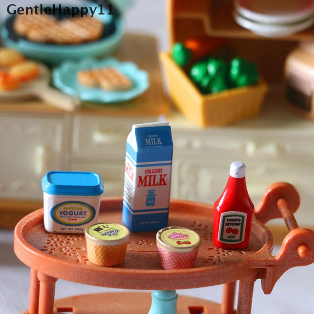 Gentlehappy 5Pcs / Set Mainan Miniatur Saus Tomat / Yogurt / Es Krim Untuk Aksesoris Rumah Boneka