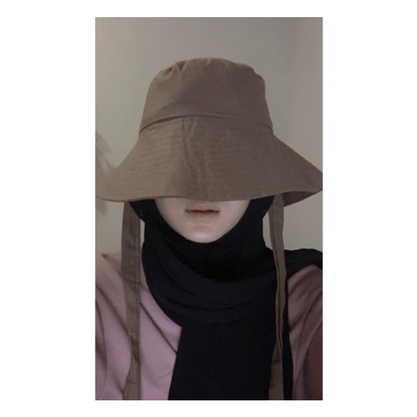 ( COD ) WIDE BUCKET HAT selebgram aksen tali /topi wanita terlaris DRILL