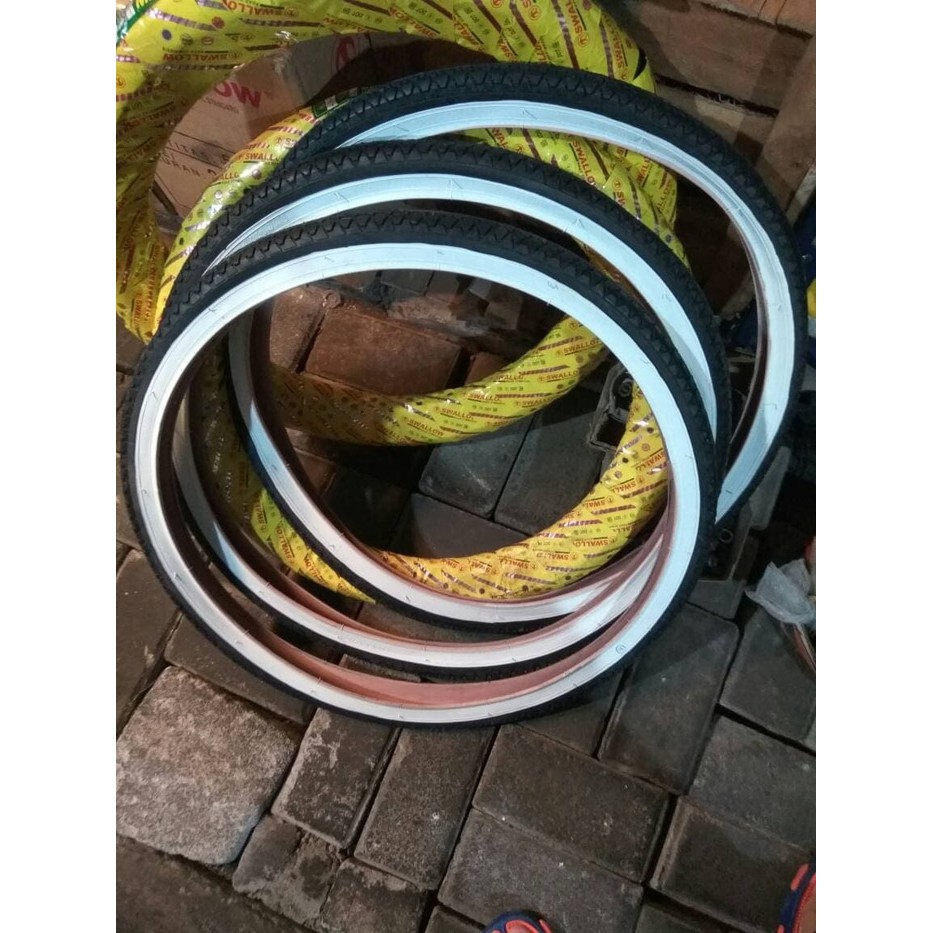 Terbaru 24 x 1.75 Ban luar Sepeda ontel merk luckystone , 175 hitam putih