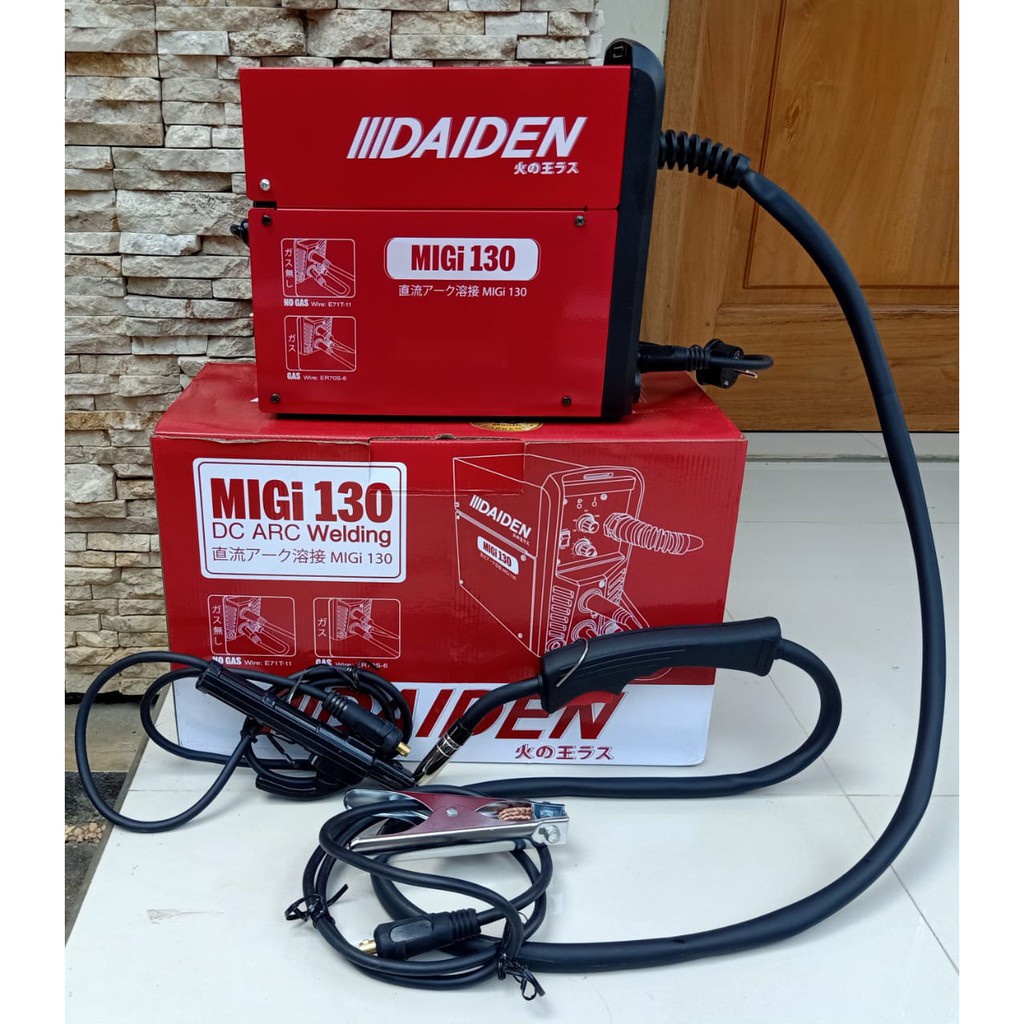 Mesin Las / Trafo Las Listrik MIG DAIDEN IGBT MIGi 130 2T 4T Welding Machine Mesin Las DAIDEN MIGi 130 Travo Inverter Mig Tanpa Gas Gasles Travo Las Inverter Las CO2 Core GasLess SS Besi Stainless Trafo Las