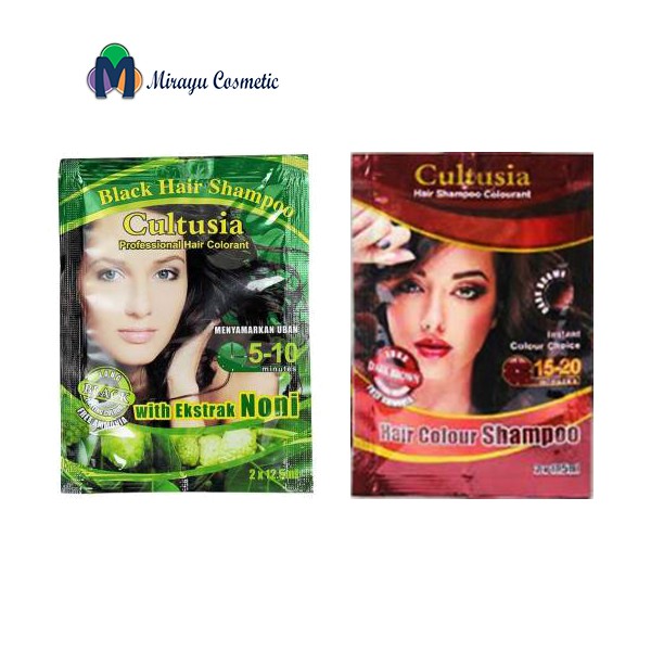 Cultusia Hair Colour Shampoo Cat Rambut Semir Rambut Shampo Black Brown Hitam Coklat Mengkudu