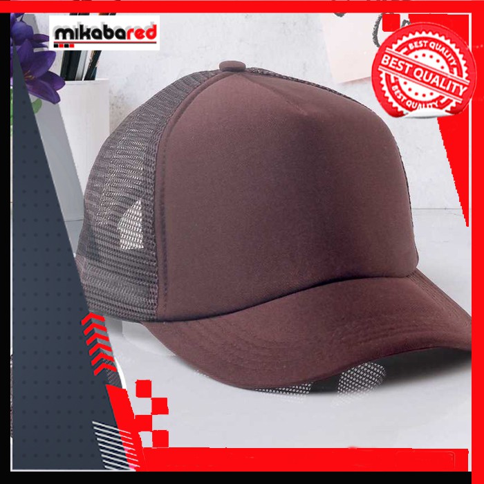 Topi Jaring Trucker Pria Warna Coklat Polos Kuzatura KZS 262 Bahan Lotto Casual Keren Baru Kekinian