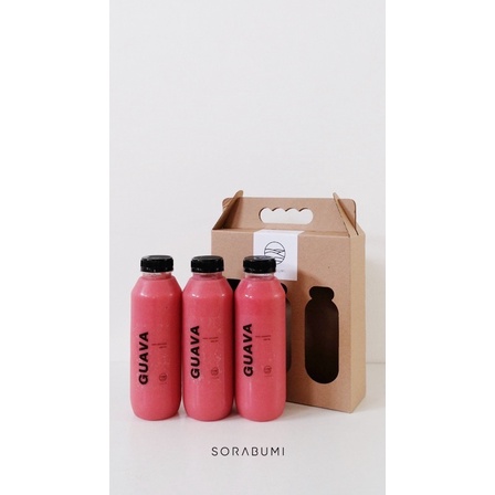 

[500 ml] Box isi 3 Botol Jus Jambu Batu Merah Organik Guava Juice Sorabumi
