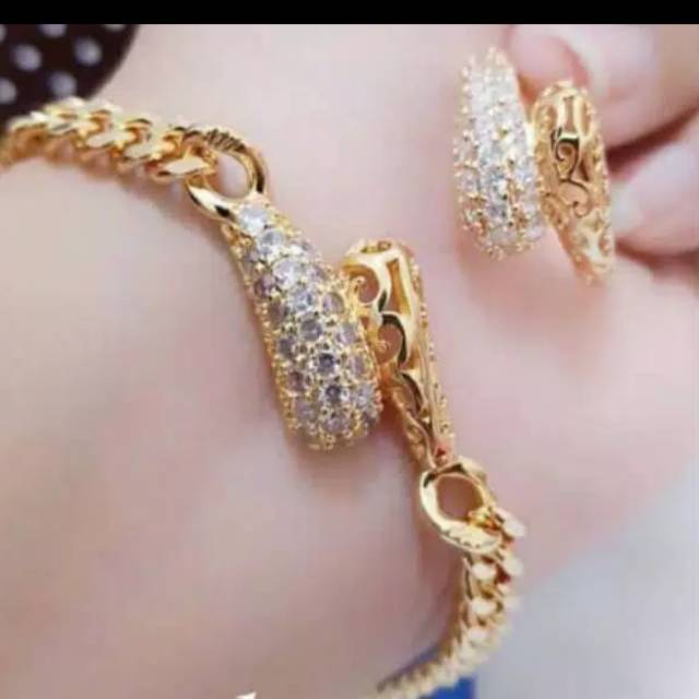 Gelang set dewasa+ cincin xuping permata