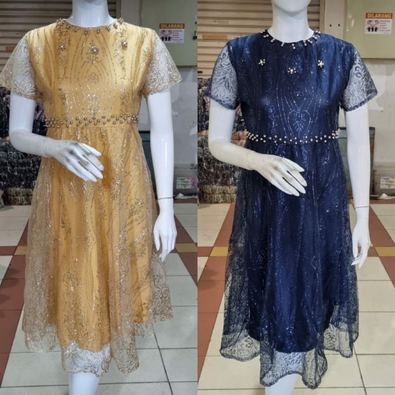 Dress tulle pesta mewah//dress kekinian//baju pesta //dress tulle mutiara