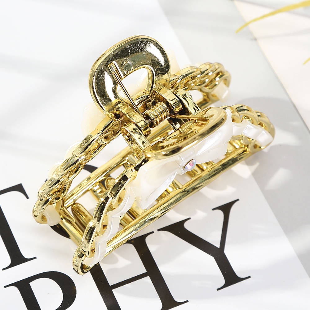 Korean Gold Pearl Flower Hair Clip Fashion Hair Claw Clips Wild Women Hair Accessories