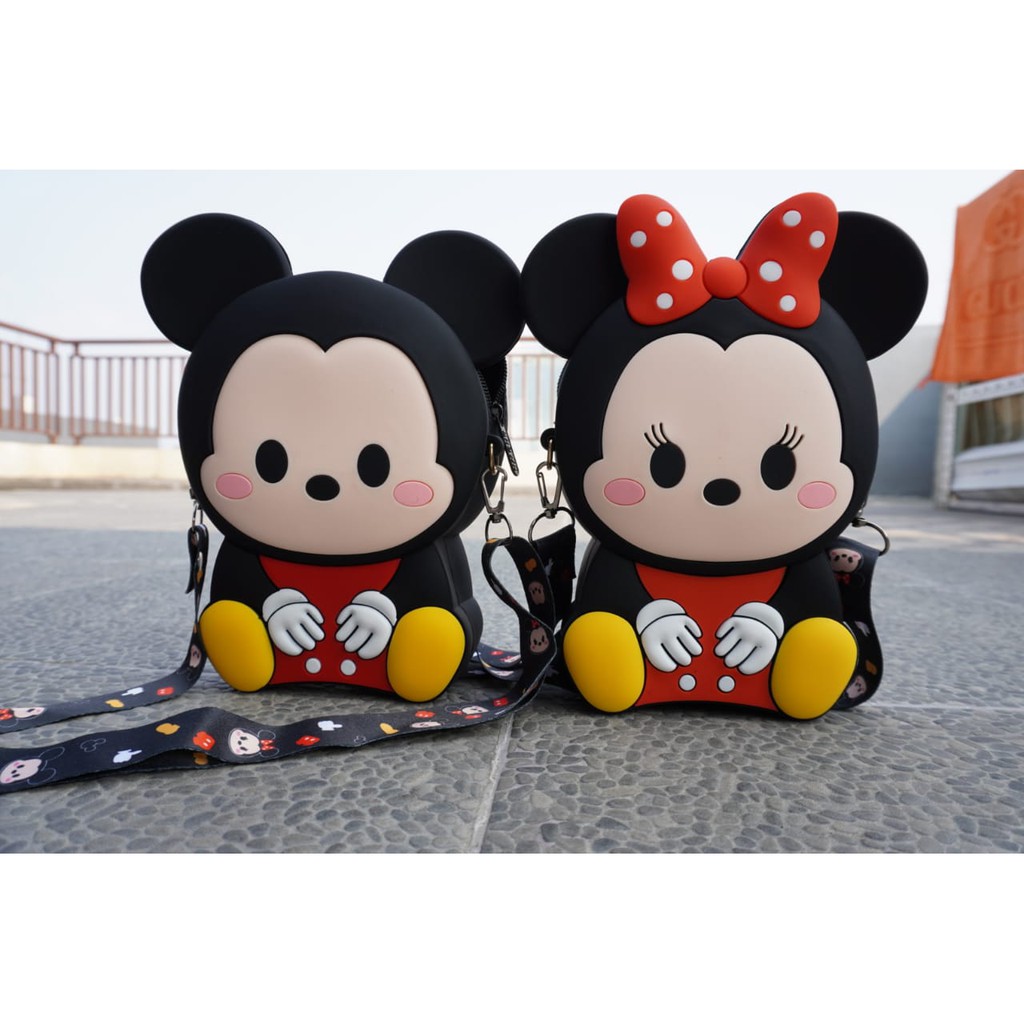 GL Tas Selempang Bahan Silikon Motif Kepala Beruang / Minnie/Minkey Besar