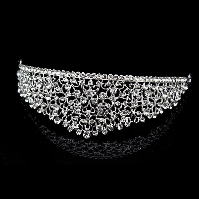 Sparkling Big Wedding Diamante Pageant Tiaras Hairband Crystal Crowns For Brides