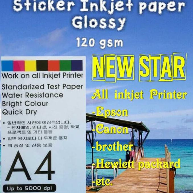 

sticker glossy paper kertas stiker inkjet A4 isi 20 lembar