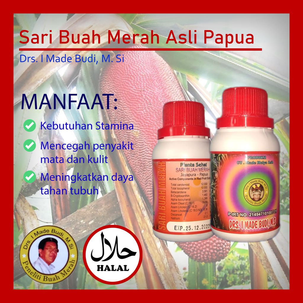 

SUPLEMEN MAKANAN | SARI BUAH MERAH | ASLI DARI PAPUA | 150 ml, 250 ml, 500 ml