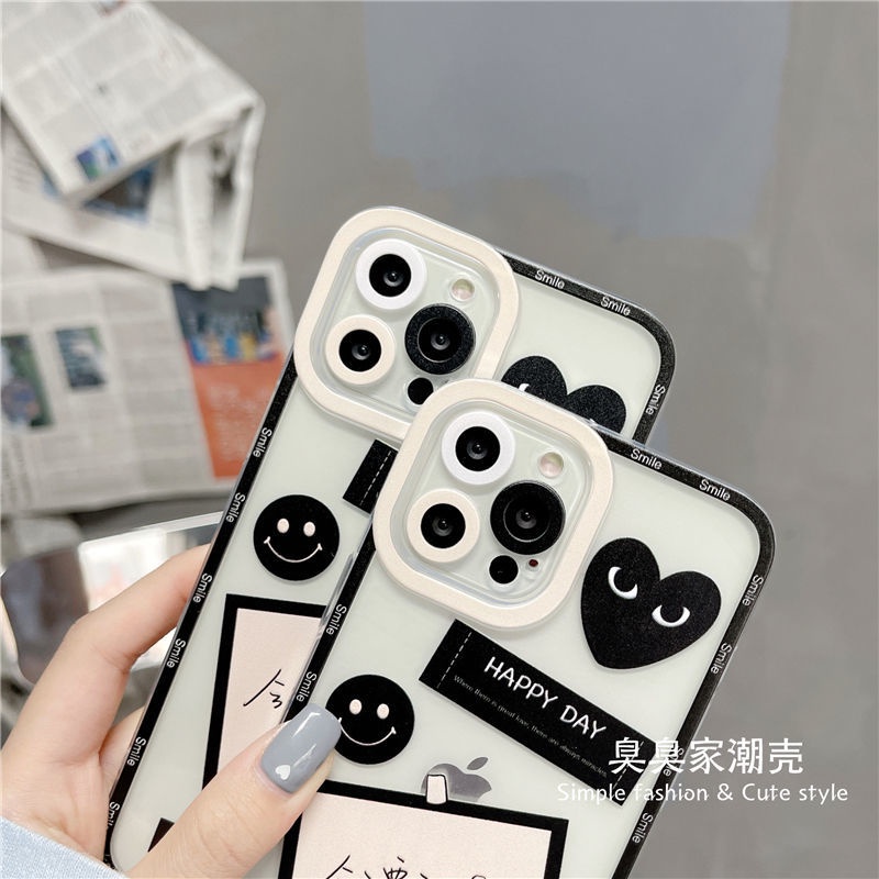 Casing Ponsel Untuk iPhone 11 12 Pro Max 12Pro XR XsMax 7 8 SE 2020 8 Plus 11Pro Label Cinta, Kartun Berbentuk Hati Casing Ponsel Silikon Casing Tahan Guncangan Hs5gvaw