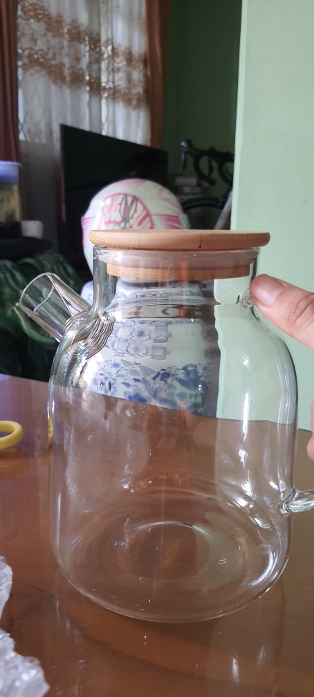 Yama Natchi Natural Wood Pitcher Pot Infuser Teko Kaca Bamboo Teapot 1,6 L