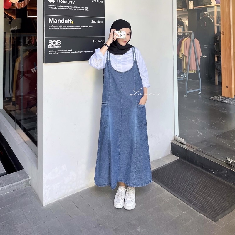 kane overall jeans by Lanre - overall korea dress jeans gamis hamil