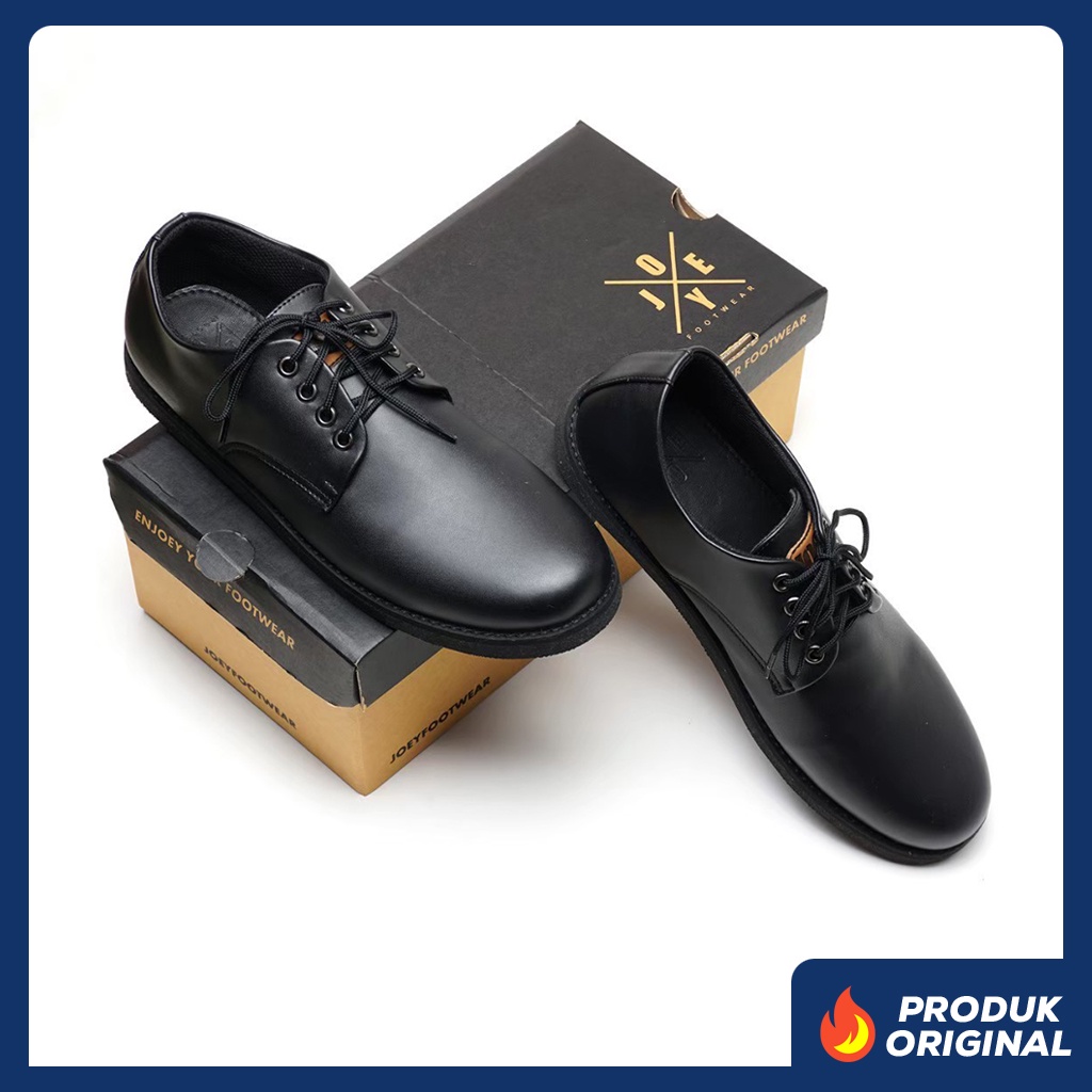 BEST BLACK ORIGINAL x JYF Sepatu Formal Full Hitam Tali Pria Pantofel Kerja Kantor Dinas Resmi Guru Kantoran Wisuda Kuliah Pesta Pernikahan Kondangan Nikah Undangan Wedding Modern Oxford Casual Derby Semi Kulit Premium Joey Footwear Keren Terbaru Branded