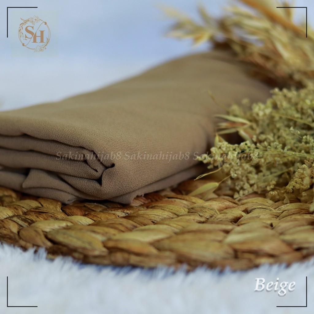 PROMO Pashmina Ceruty Babydoll 200x75 cm jahit tepi CHAPTER1-Begie