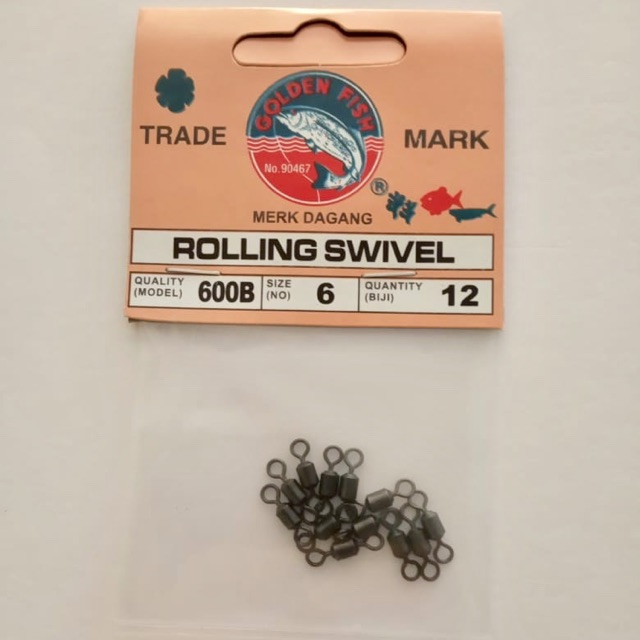 Rolling Swivel Kili Kili Pancing 600B Size 6 Golden Fish