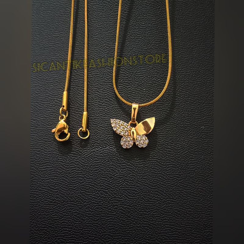 kalung Titanium plus liontin kupu-kupu permata fashion wanita terlaris anti Karat Kalung wanita