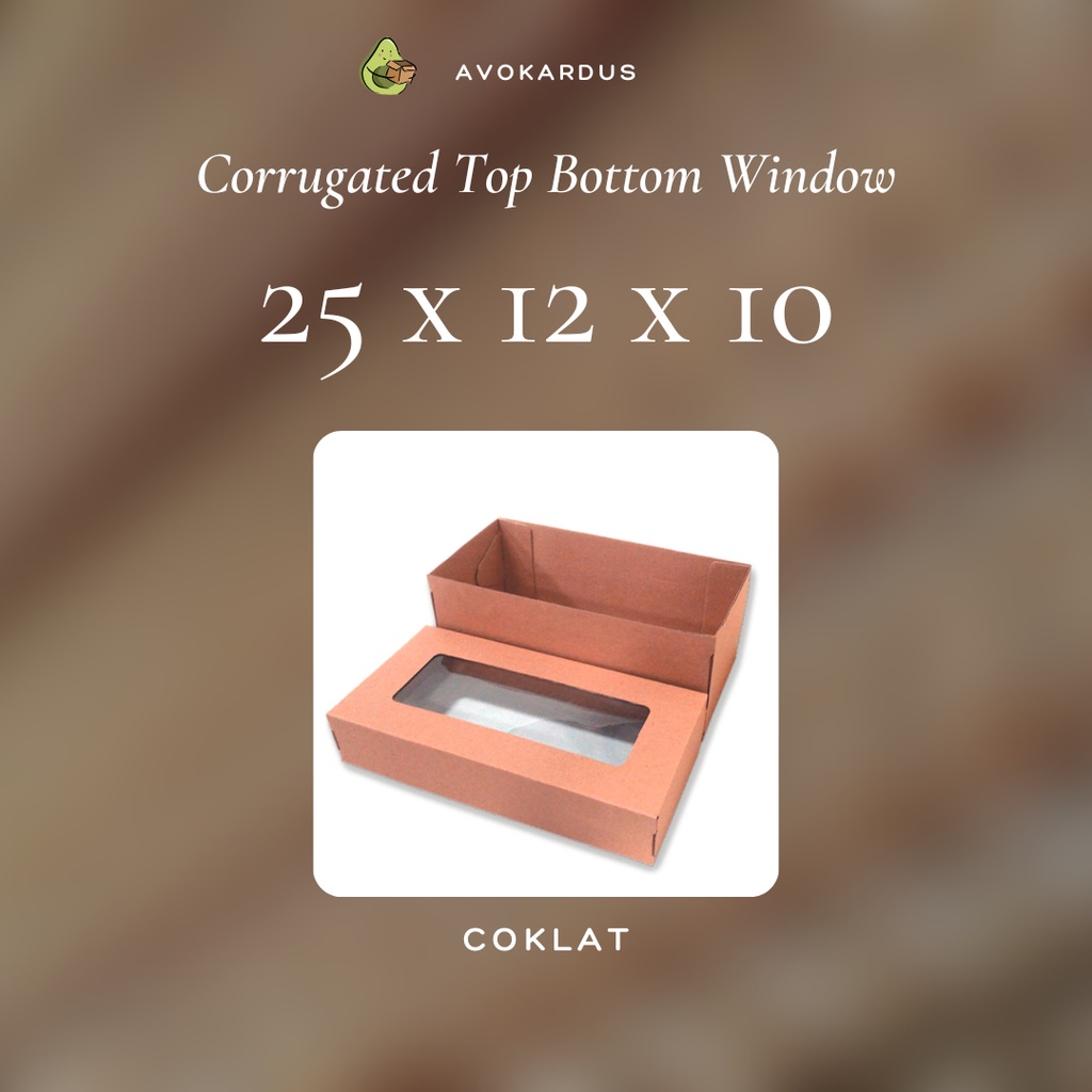 

Kardus Corrugated Window 25x12x10 Top Bottom Kotak Dus Lubang Mika