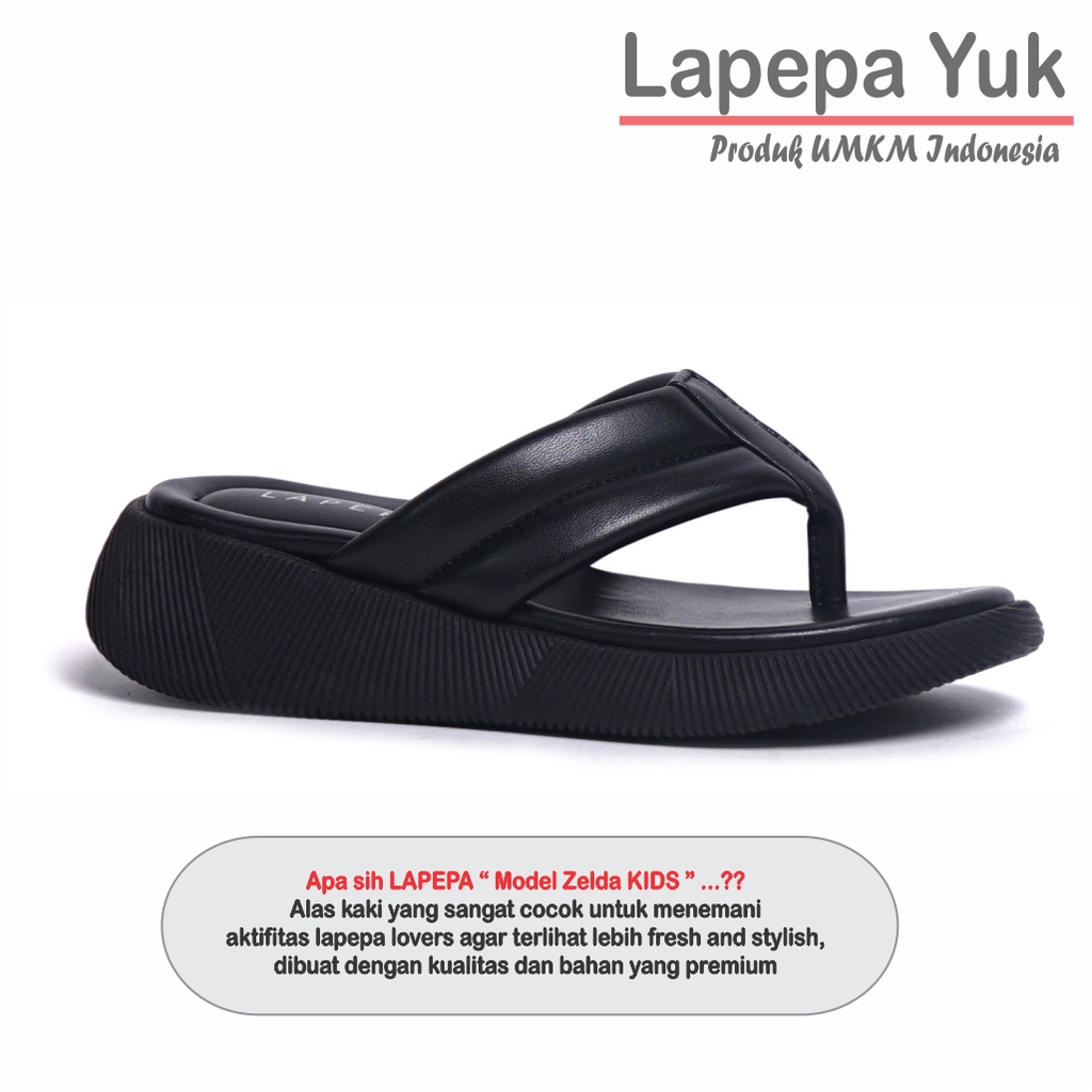 LAPEPA YUK - Sandal Platform Anak Perempuan Usia 2 sampai 10 Tahun ZELDA KIDS  Sendal Anak cewek Wedges Wanita Empuk Model Silang Warna LIGHT SALEM Pink Soft Lucu Cantik cewe Slop Usia Umur 3 4 5 6 7 8 9 thn Tahun Premium Ori Original Mall Official Store