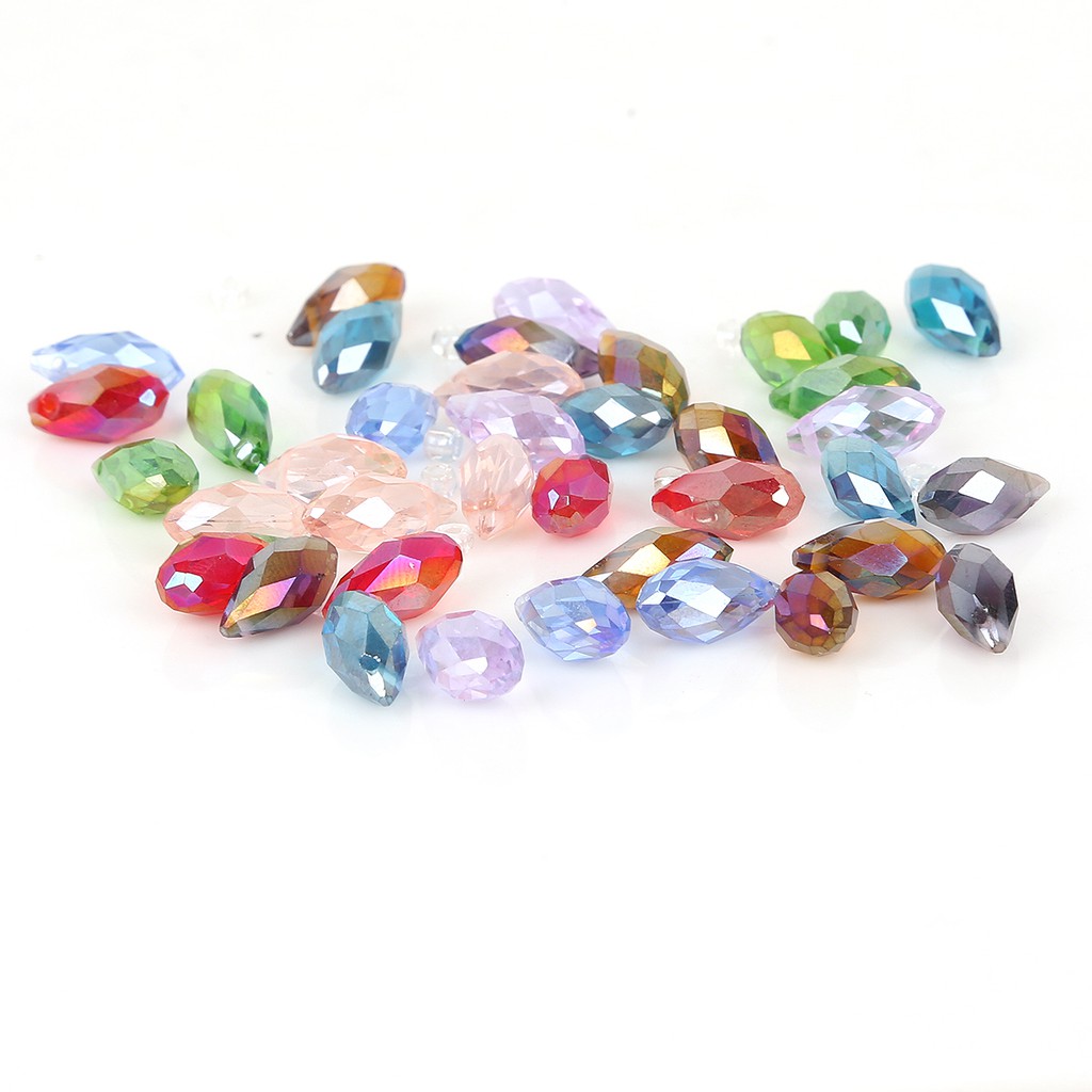 DIY 6 x 12 mm 50 pcs / lot Crystal Glass Beads European Seed Oval Two Hole Garment Beads Colorful Spacer Beads Craft Making