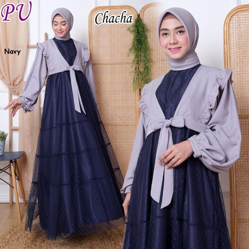 Chaca Gaun pesta muslimah mewah gamis kondangan wallimatul bridesmaid gaun wisuda