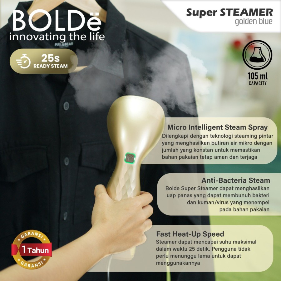 BOLDe Super Steamer Golden Blue Setrika Uap