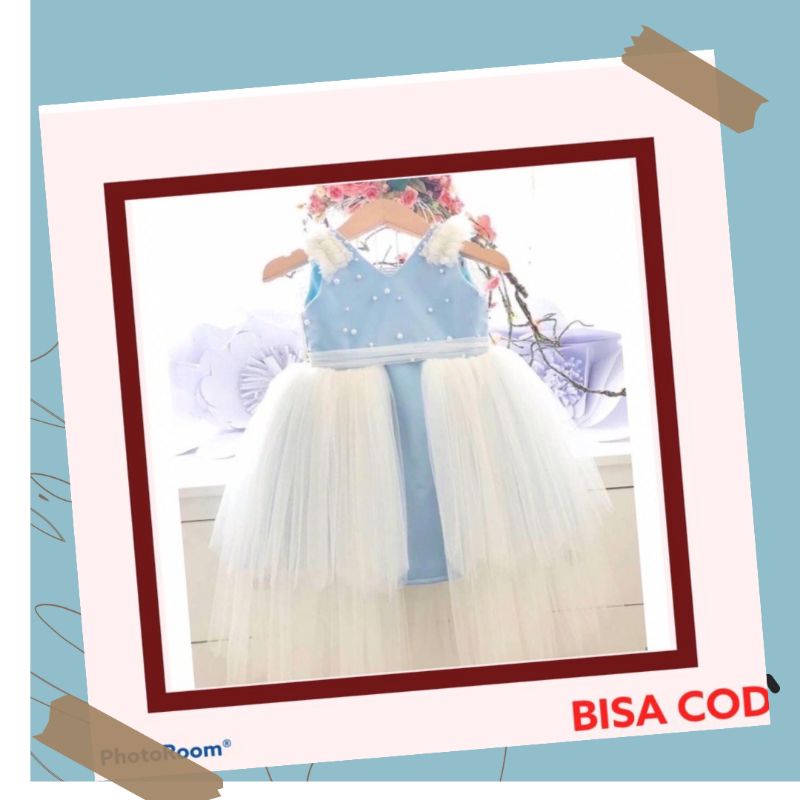 Gaun Pesta Anak Mahkota Mutiara tile/ Gaun Ulang Tahun Anak  / Baju Pesta Anak Perempuan 1-6 tahun