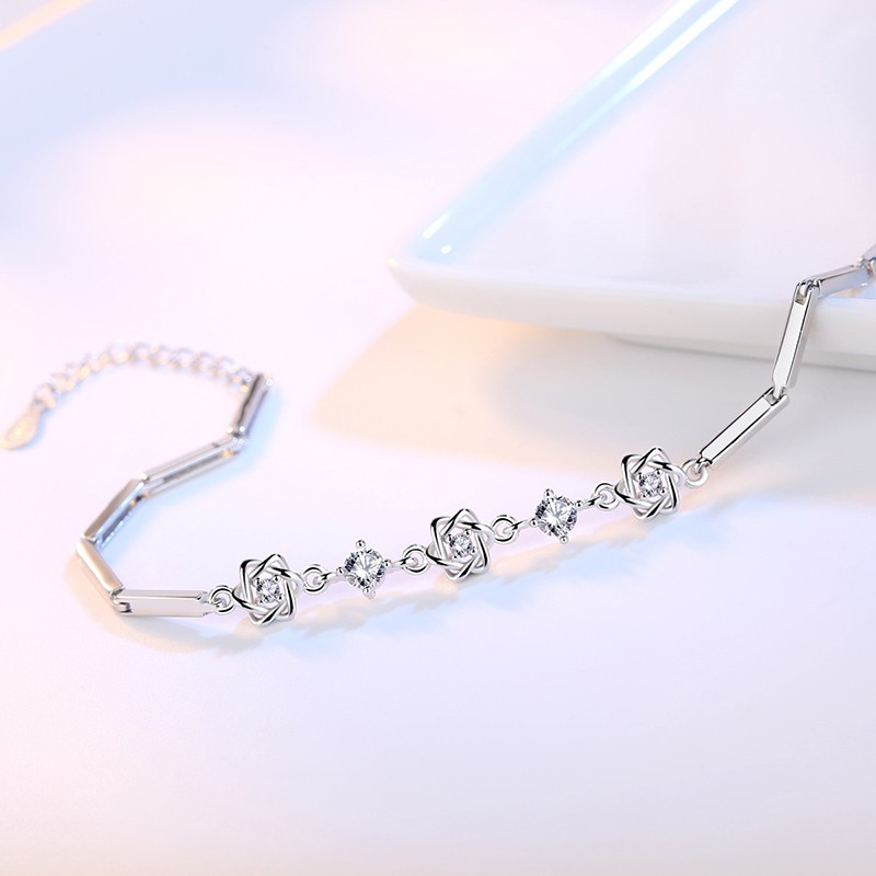 gelang perak 925 asli untuk wanita Perhiasan Fashion bunga waktugelang tangan perempuan