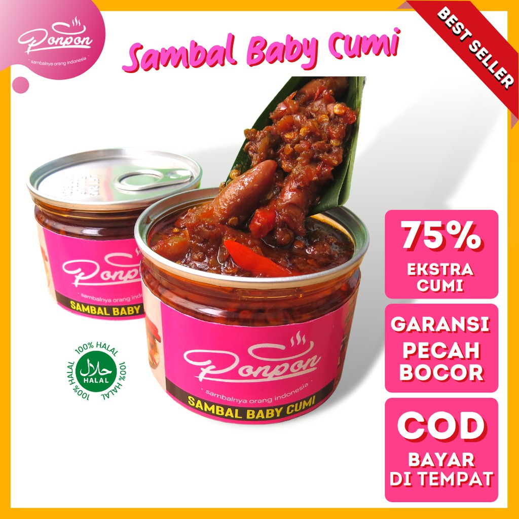 

SAMBAL BABY CUMI SAMBEL CUMI PEDAS EKSTRA 75% FULL CUMI, Makanan Instan Siap Saji Makanan Pedas