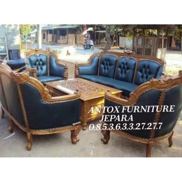 Kursi tamu sofa ukir Monaco Ganesha jati mebel Jepara