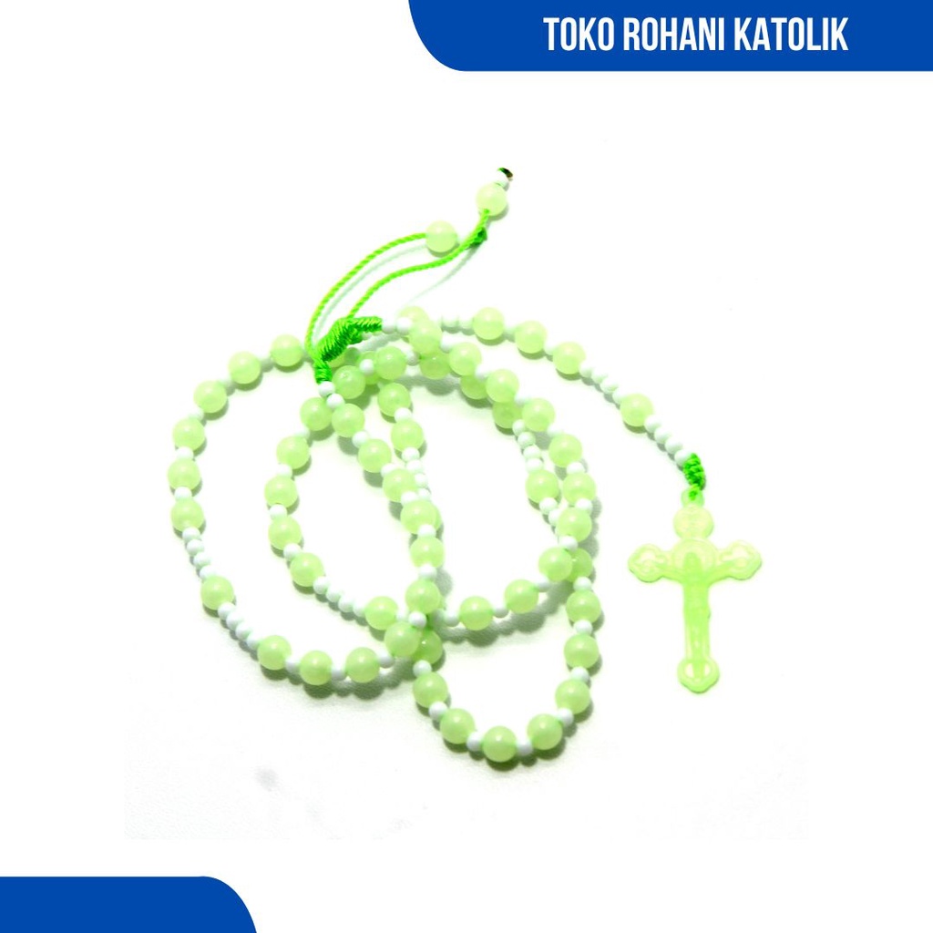 ROSARIO  FOSFOR 6 MM DAPAT BERCAHAYA DI GELAP/KALUNG ROSARIO/ROSARIO KATOLIK/ROSARIO MURAH/KALUNG ROHANI/KALUNG WANITA/KALUNG PRIA/SKAPULIR/KONTAS