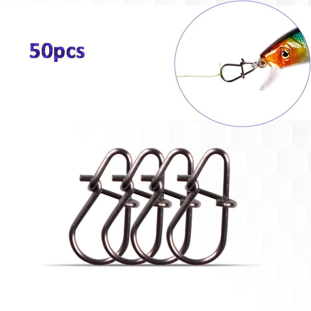 REBUY Outdoor Pins 50pcs Safety Snaps Fast Clip Lock Fish Hook Stainless Steel Durable Swivel Solid Rings Fishing Accessories Strong Lure Connector/Multicolor