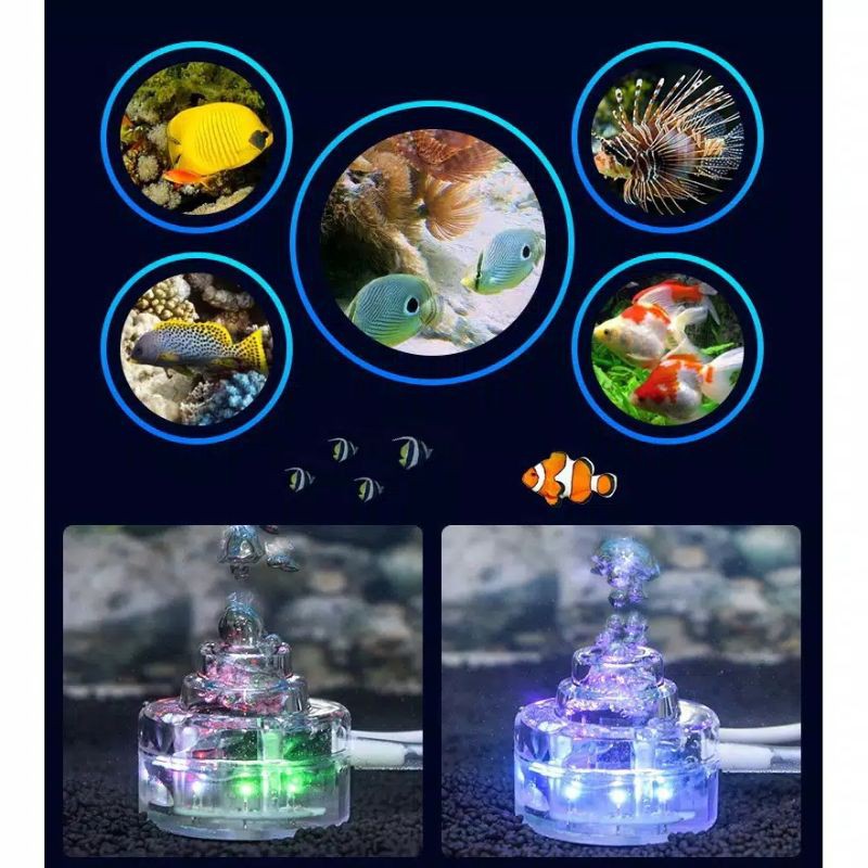 Lampu Led Aquarium - Lampu led aerasi aquarium plus gelembung aerator