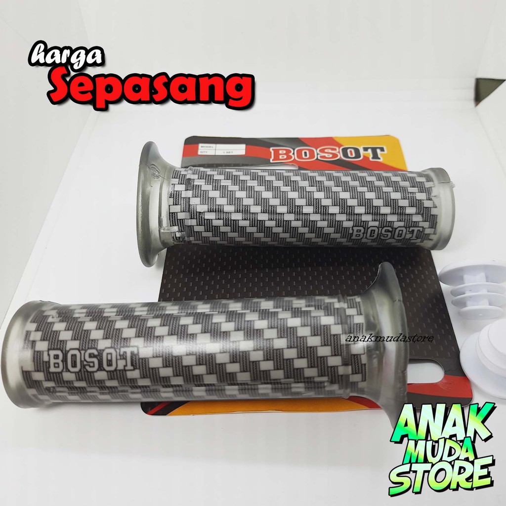 (HG02) Handgrip Stang Motor Karet Silikon Motif Karbon Variasi Motor Beat Mio Vario Jupiter Supra Fu