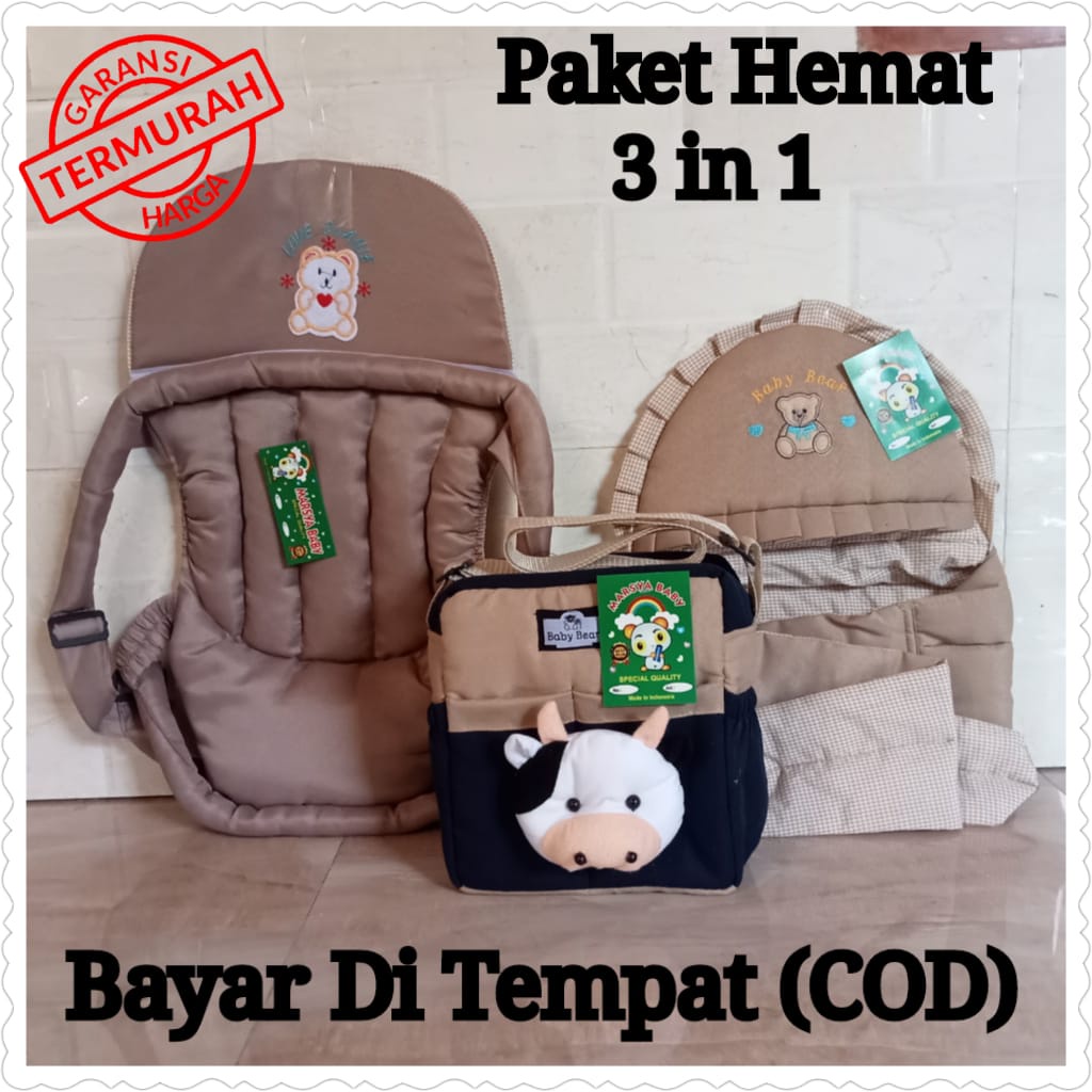 Paket hemat ( 3 in 1 ) gendongan bayi tas bayi dan gendongan bayi samping