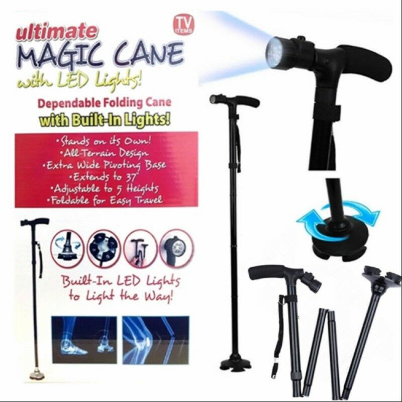 Tongkat Lipat Alat Bantu Jalan Manula Folding Magic Cane With LED