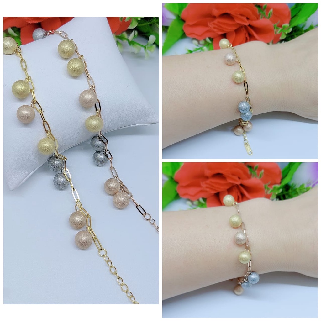 Set Titanium gelang dan kalung cincin biji bola kombinas 0083,0084