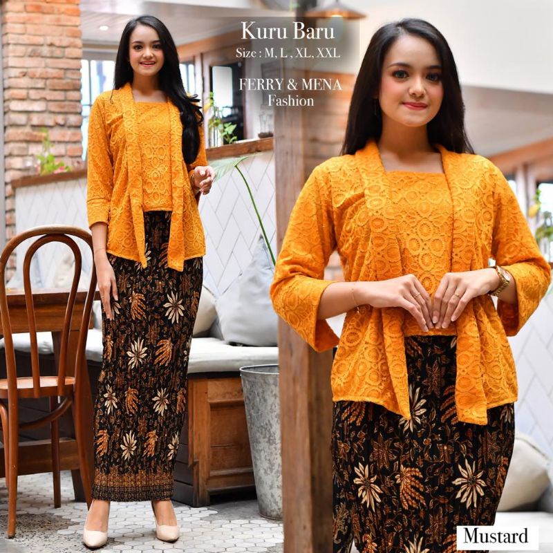 Melia Kebaya - Real pict !! Setelan Kebaya Kutubaru Brokat / Kebaya Brokat Modern / Kebaya wisuda / Rok Plisket