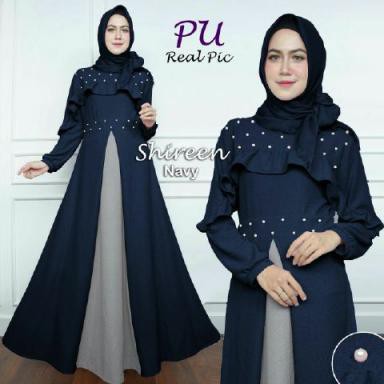 SHIREEN SYARI ( PU) BAJU MAXI DRESS MUSLIM WANITA LENGAN PANJANG GAMIS CEWEK KEKINIAN GROSIR MODERN