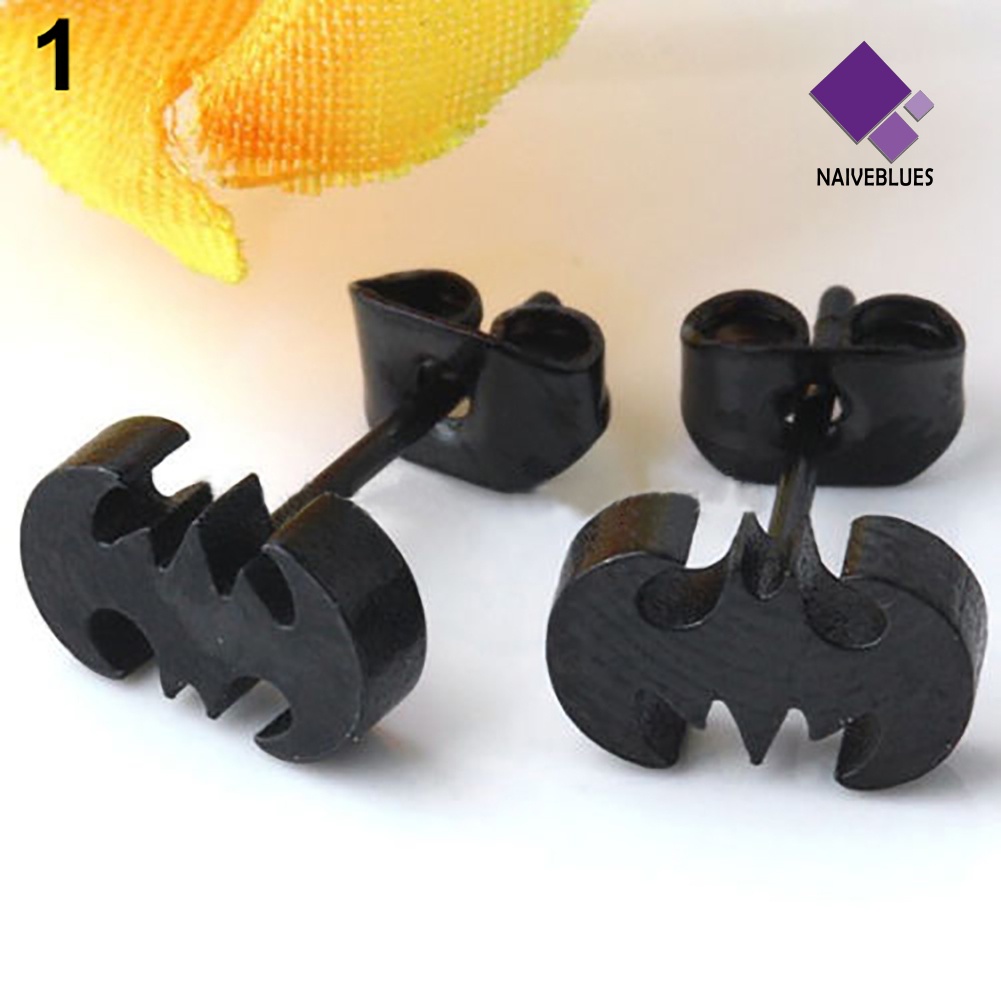 Naiveblue Anting Tusuk Bentuk Kelelawar Bahan Stainless Steel Untuk Pria / Wanita