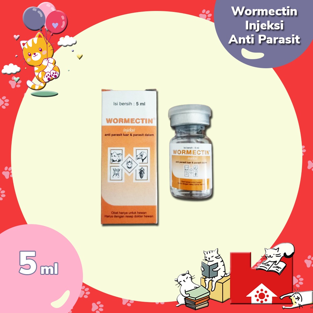 WORMECTIN 5ml - Obat kutu caplak tungau anjing kucing / hewan peliharaan