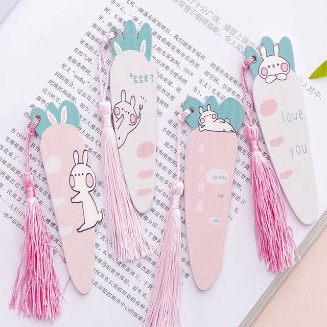 INS Student Office Stationery Bookmark Cute Cartoon Carrot Rabbit Tassel Bookmark