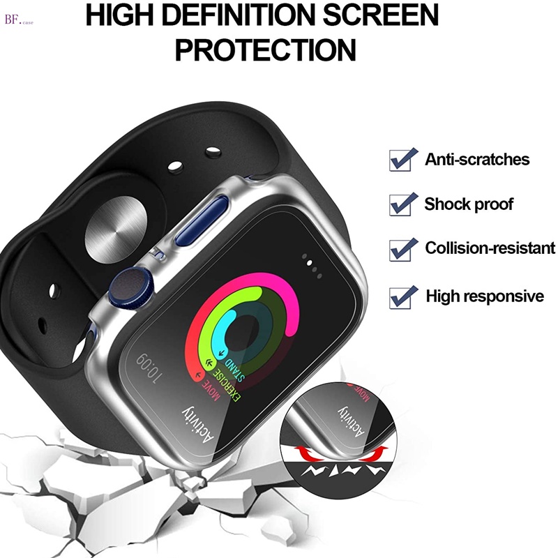 Pelindung Layar PC + Case Full Cover Untuk Iwatch Seri 7 6 SE 5 4 3 2 1 45 / 41 / 44 / 40 / 42 / 38mm