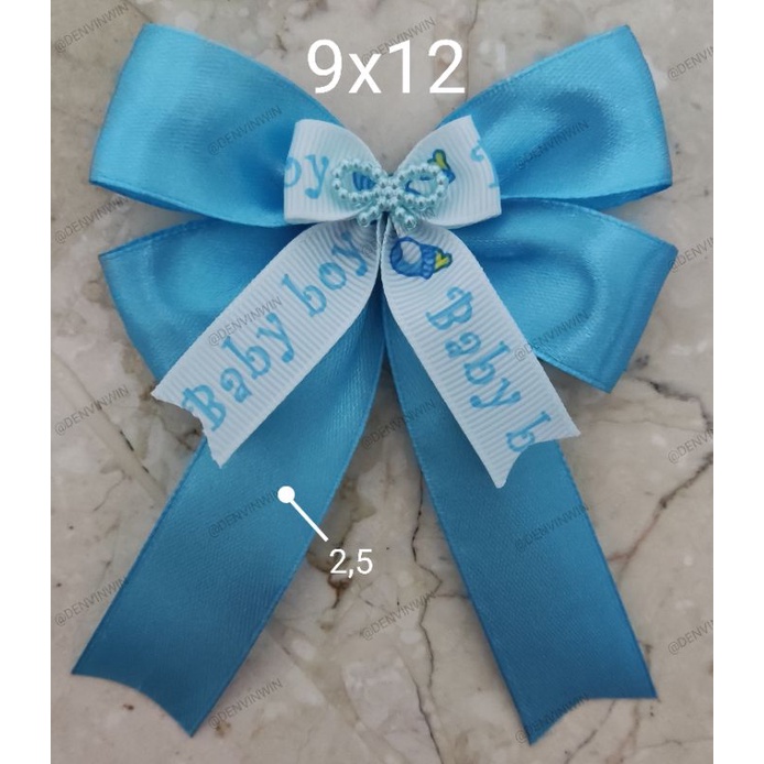 

Pita Hias Baby Boy Satin Biru